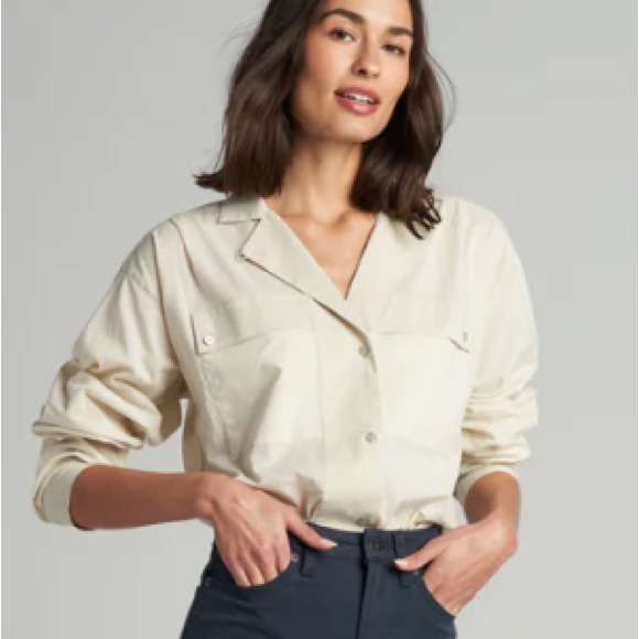 Rowan Fay Utility Cotton Camp Shirt Bone/Cream Large NWOT - Picture 3 of 12